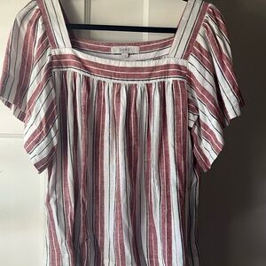 LOFT Striped Blouse in Red and White